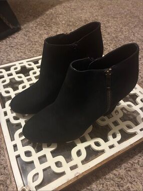 Madden Girl Black Suede Ankle Booties with‎ Side Zip Accent